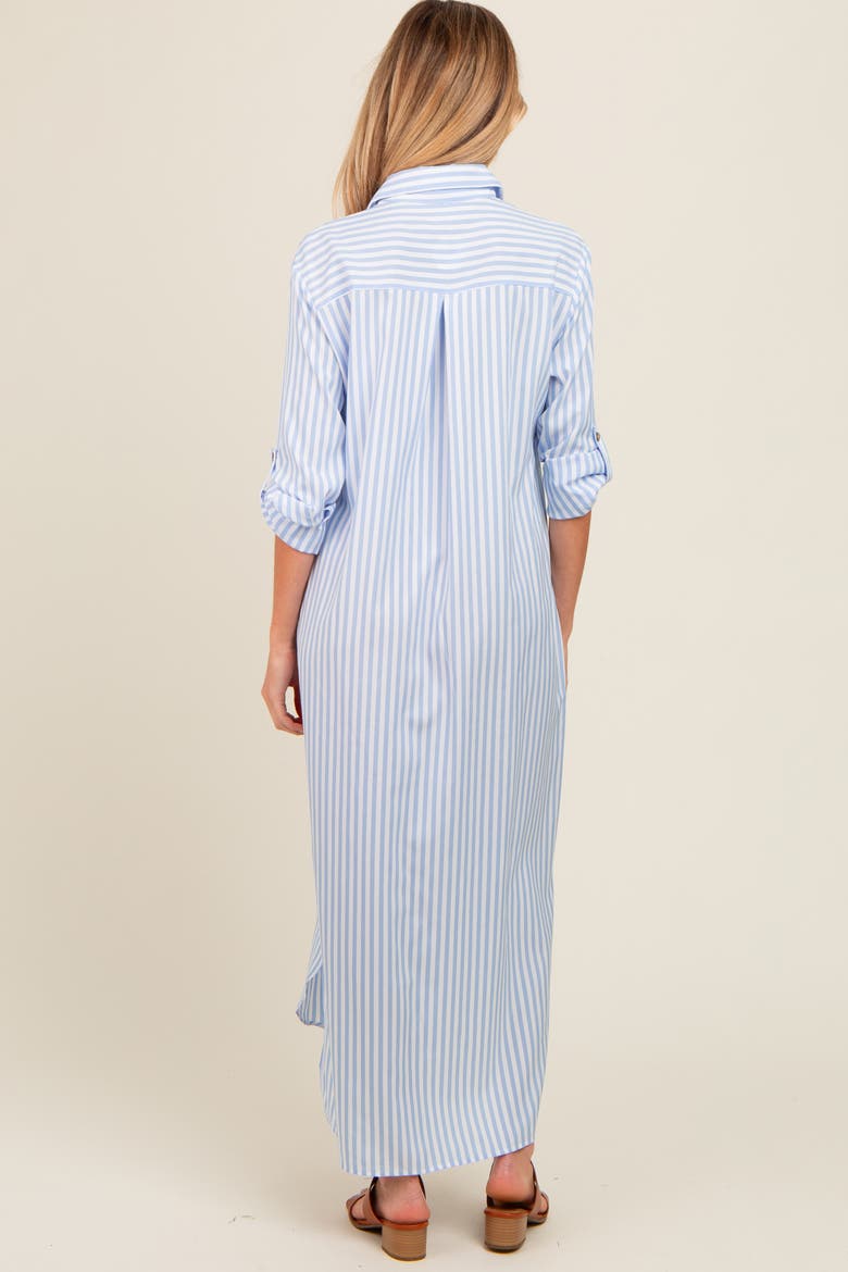 Striped Button Down Maxi Dress, Alternate, color, Light Blue