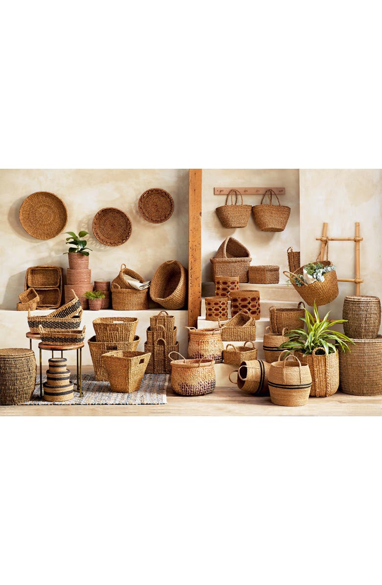 tag Square Folding Seagrass Basket for Decorative Storage, Alternate, color, Beige