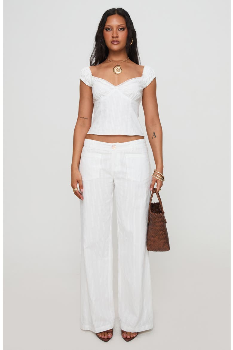 Fyrie Lace Trim Recycled Cotton Crop Top, Alternate, color, WHITE