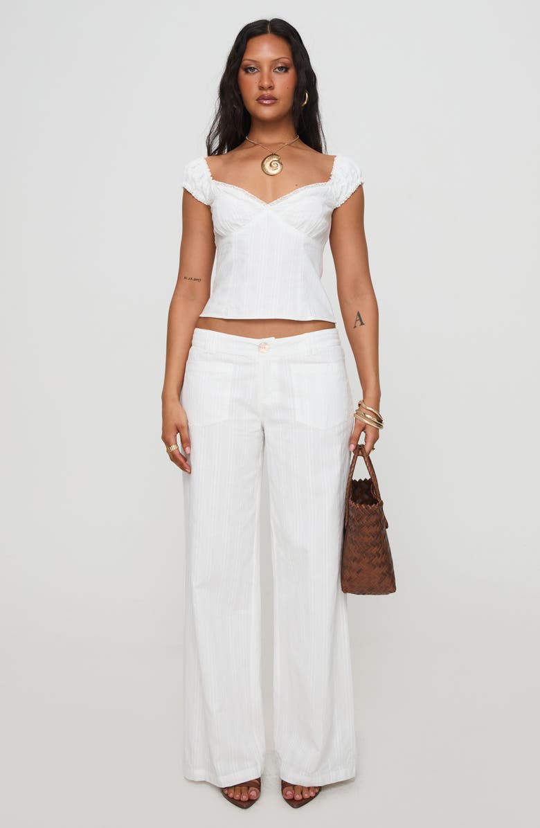 Princess Polly Fyrie Lace Trim Recycled Cotton Crop Top, Alternate, color, White