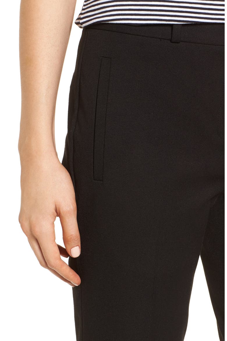 Welt Pocket Slim Leg Crop Pants, Alternate, color, BLACK