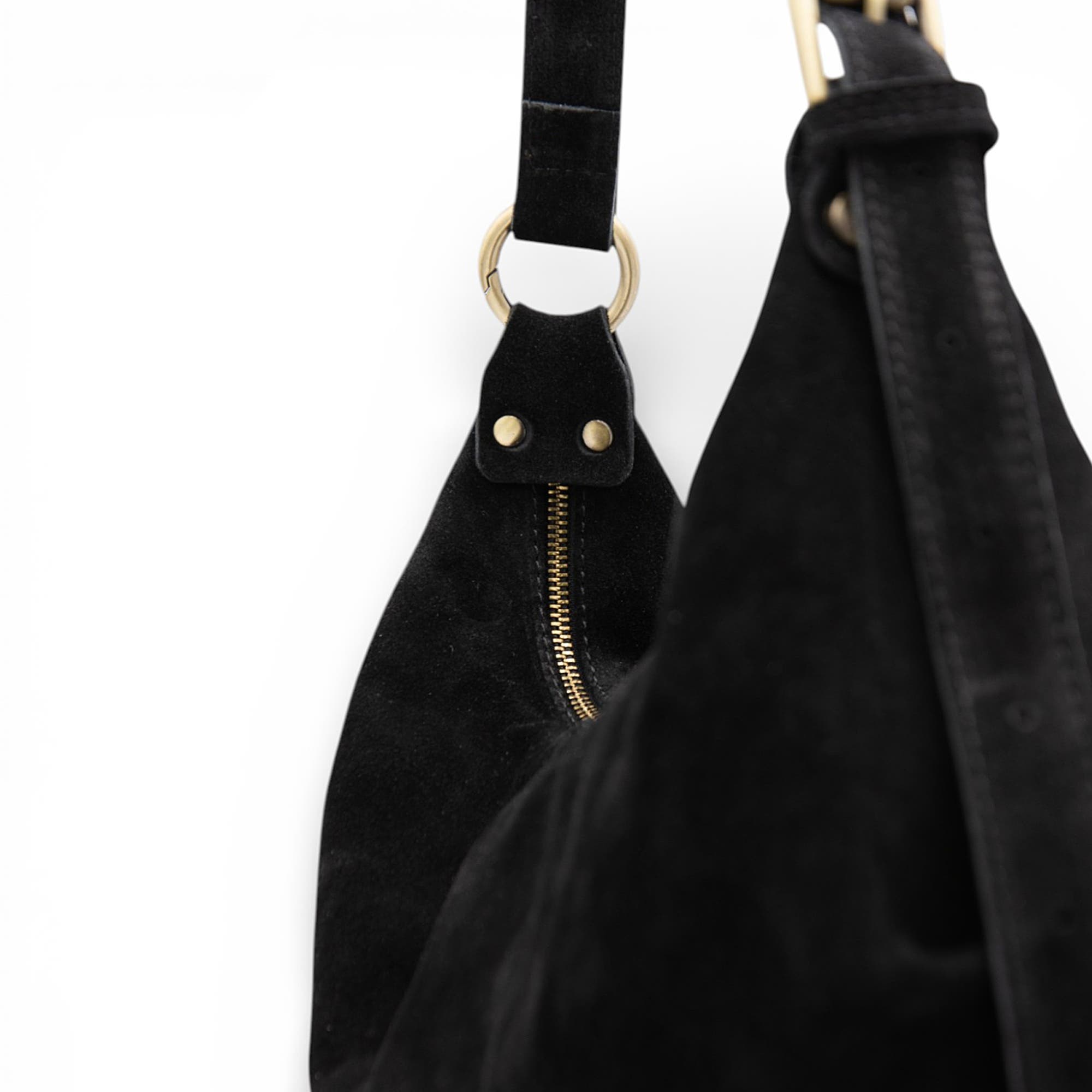 Bolsa Nova Dallas Suede Fringe Hobo, Alternate, color, Black