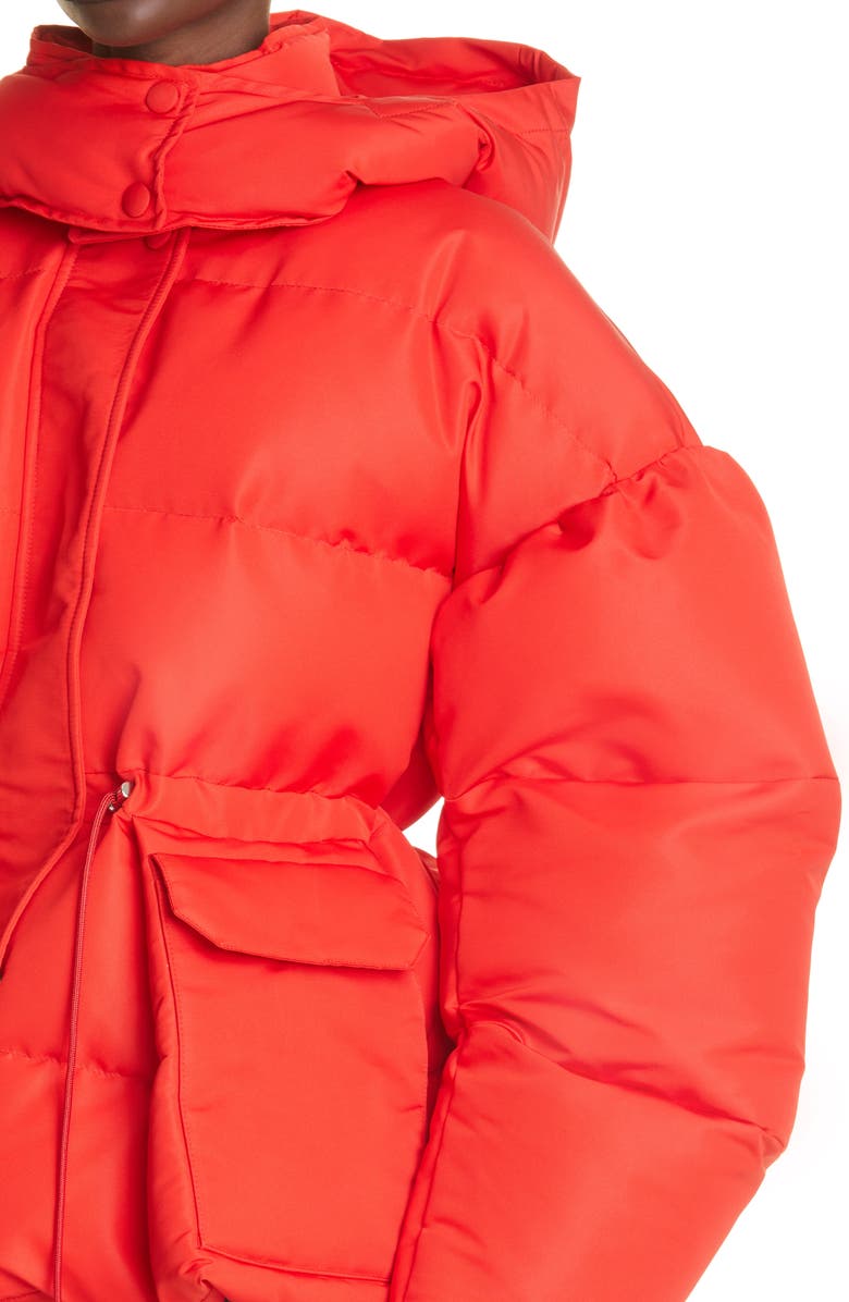 McQueen Alexander McQueen Graffiti Logo Peplum Puffer Jacket, Alternate, color, 