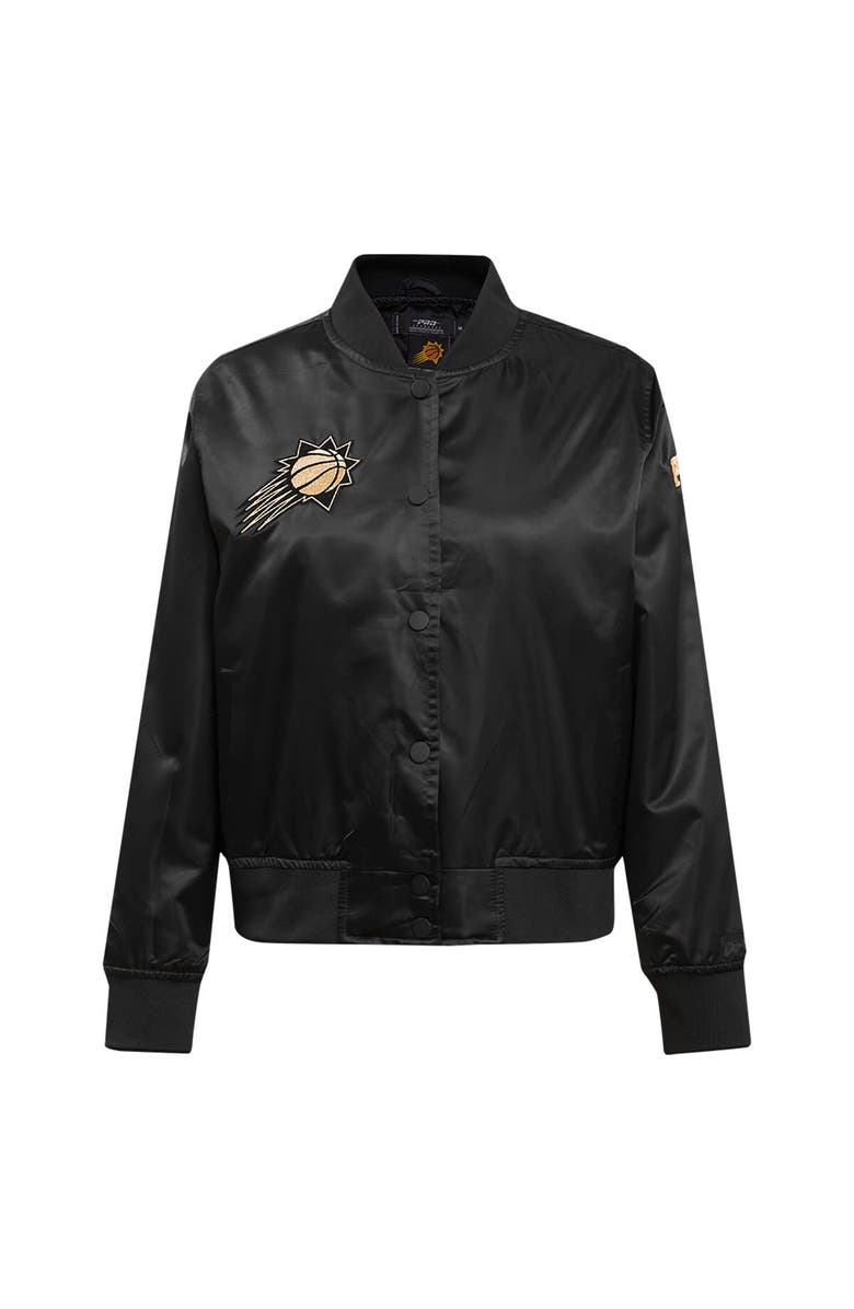 PRO STANDARD Women's Pro Standard Black Phoenix Suns Glam Satin Full-Snap Varsity Jacket, Alternate, color, 