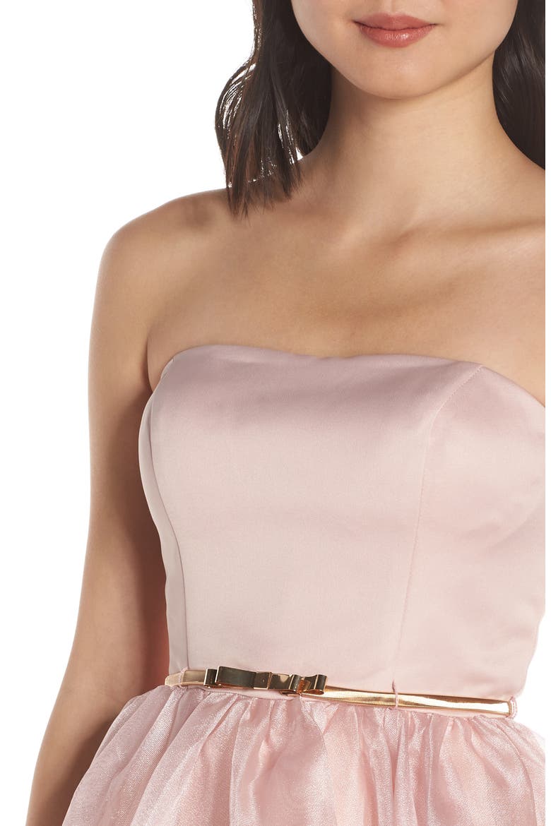 Strapless Belted Ballgown, Alternate, color, ROSE PINK