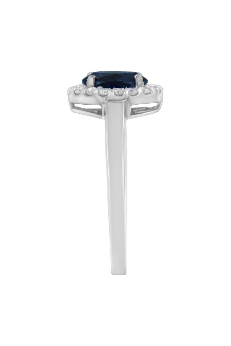 10K Gold 1/5 Cttw Diamond and Blue Sapphire Halo Cocktail Ring, Alternate, color, Blue Sapphire
