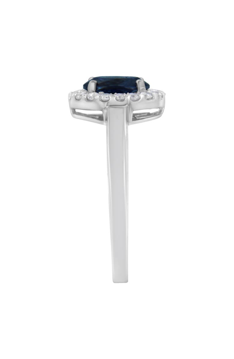 Haus of Brilliance 10K Gold 1/5 Cttw Diamond and Blue Sapphire Halo Cocktail Ring, Alternate, color, Blue Sapphire