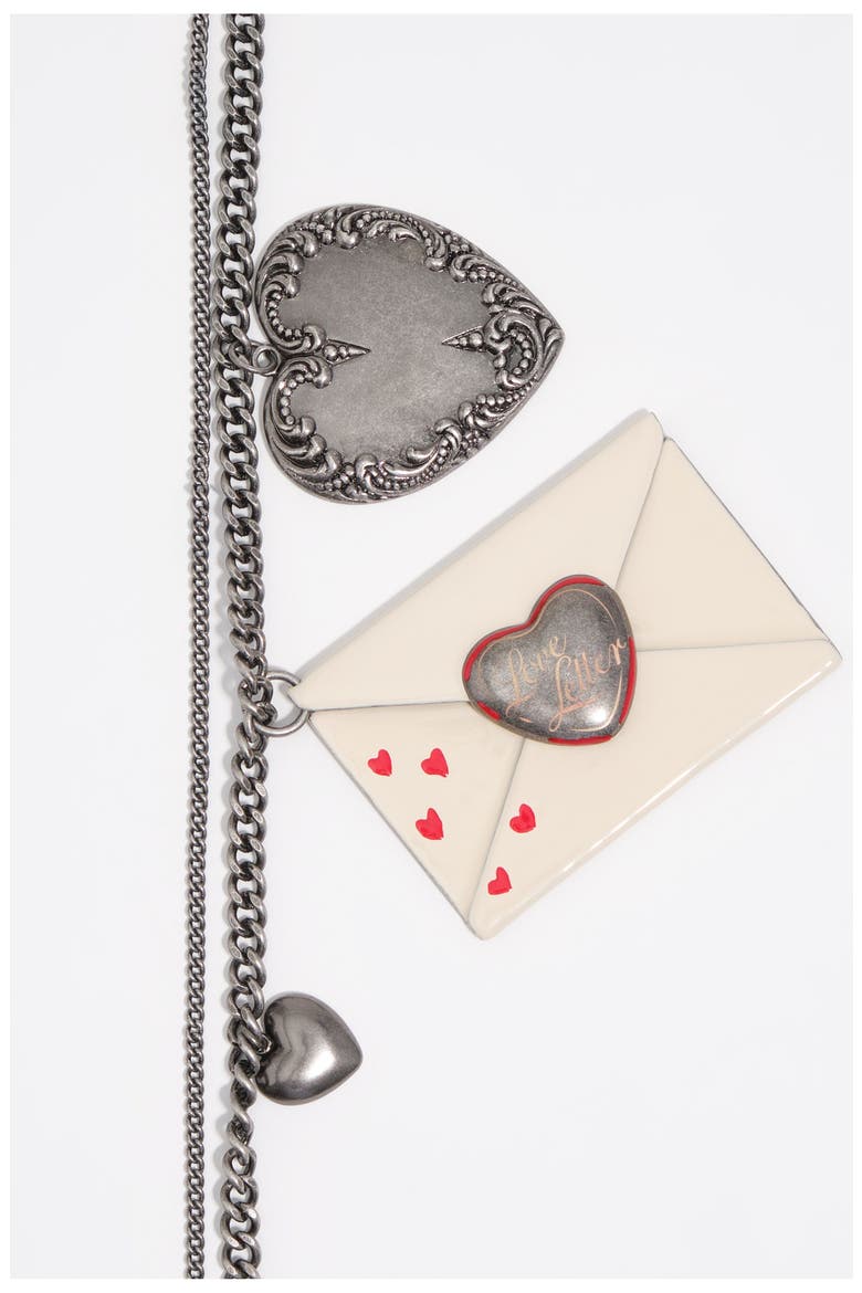 Aged Love Letter Necklace, Alternate, color, DARK SILVER