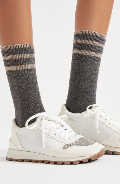 Brunello Cucinelli Sparkling Knit Socks In Gray