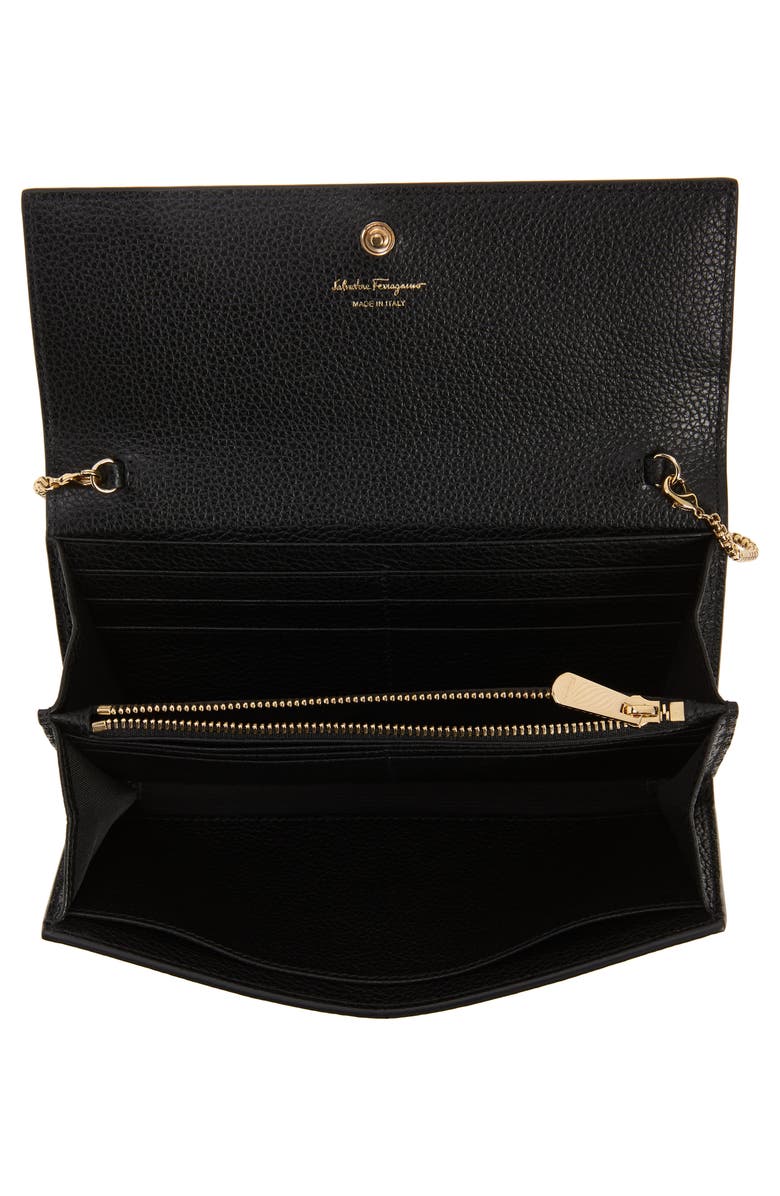 FERRAGAMO Gancini Soft Wallet on Chain, Alternate, color, Nero