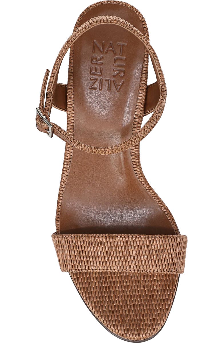 Naturalizer Bristol Block Heel Ankle Strap Sandal, Alternate, color, Walnut Brown Faux Raffia