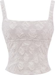 Mistress Rocks Fray Floral Detail Square Neck Top