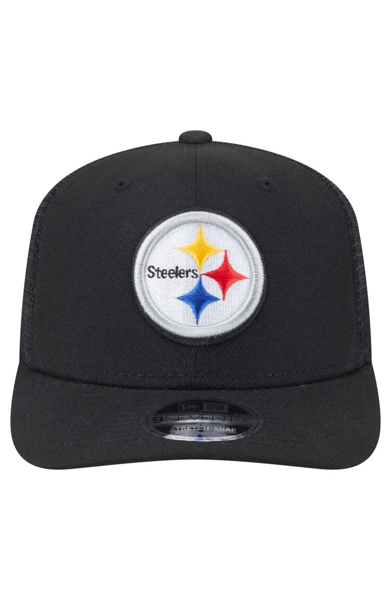New Era Men's New Era Black Pittsburgh Steelers Main Trucker 9SEVENTY Stretch-Snap Hat, Alternate, color, Black