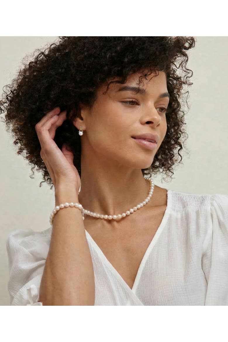 White South Sea Pearl Lindsey Earrings, Alternate, color, Yellow Gold