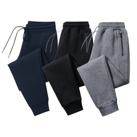 3 Pack Mens Ultra Soft Zipper PocketFleece Joggers