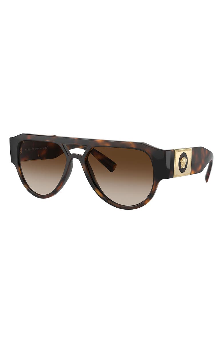 Versace 57mm Gradient Aviator Sunglasses, Alternate, color, Havana/ Brown Gradient