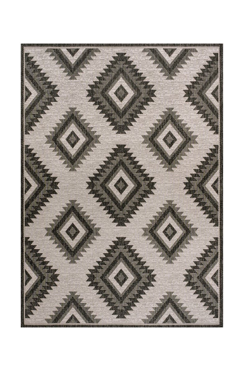 JONATHAN Y Lior Geometric Moroccan Diamond Indoor/Outdoor Area Rug, Main, color, Black/Cream