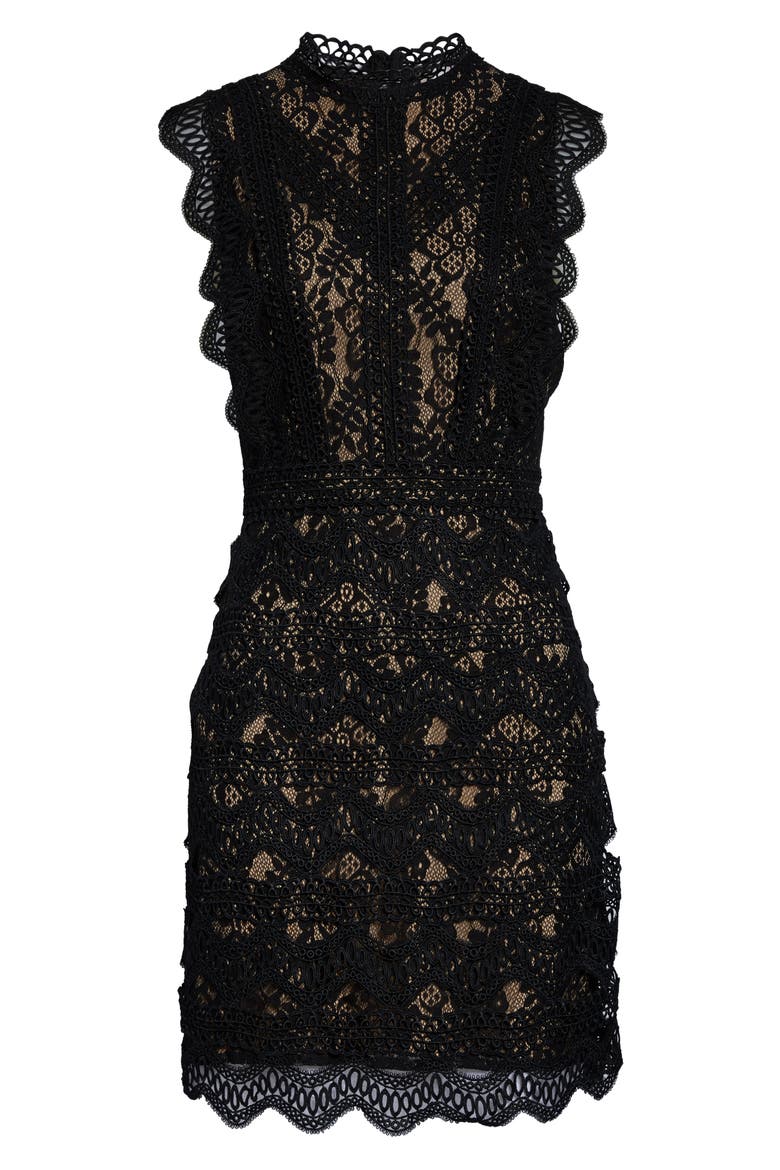 Chelsea 28 Sleeveless Allover Lace Sheath Dress, Alternate, color, BLACK