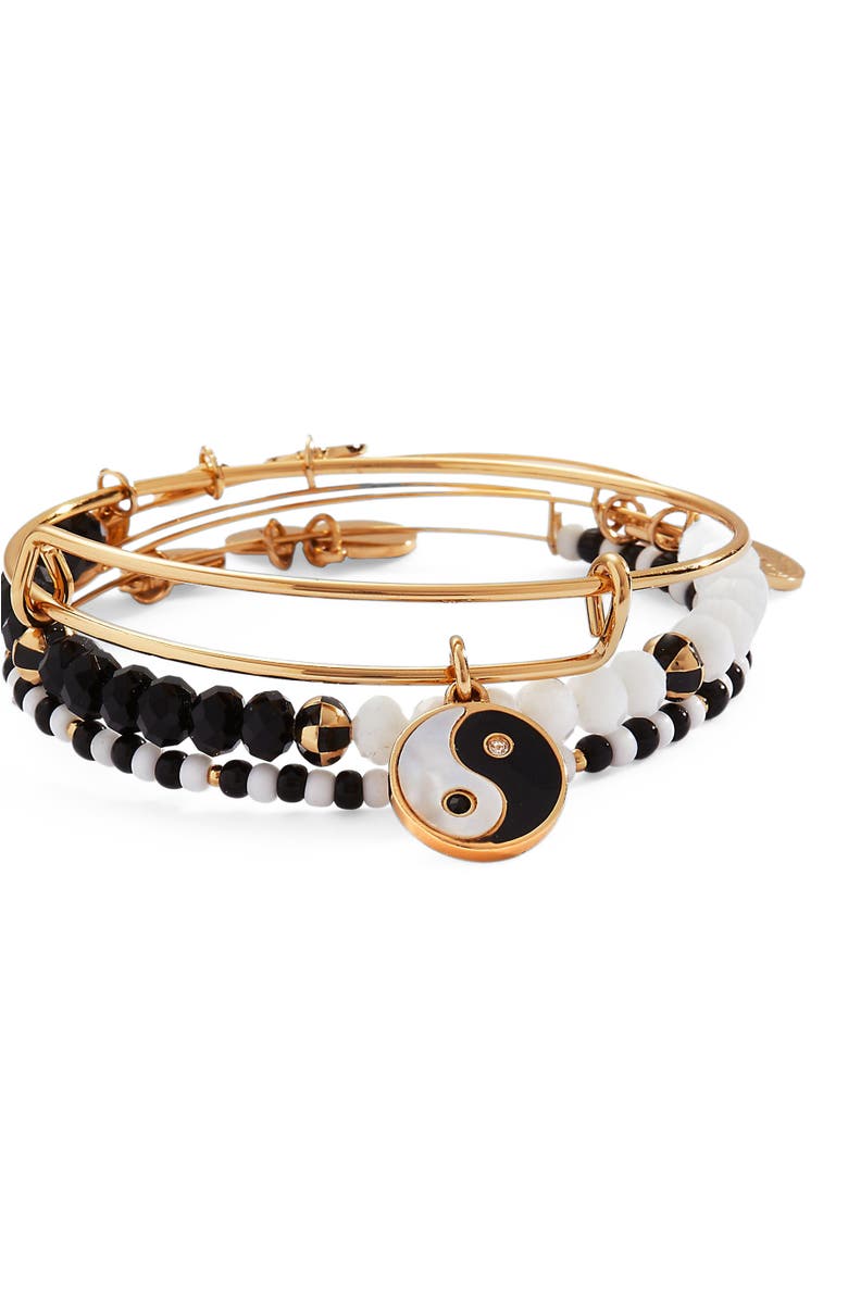 Alex and Ani Yin Yang Bangle Bracelet Set Of 3, Main, color, Gold