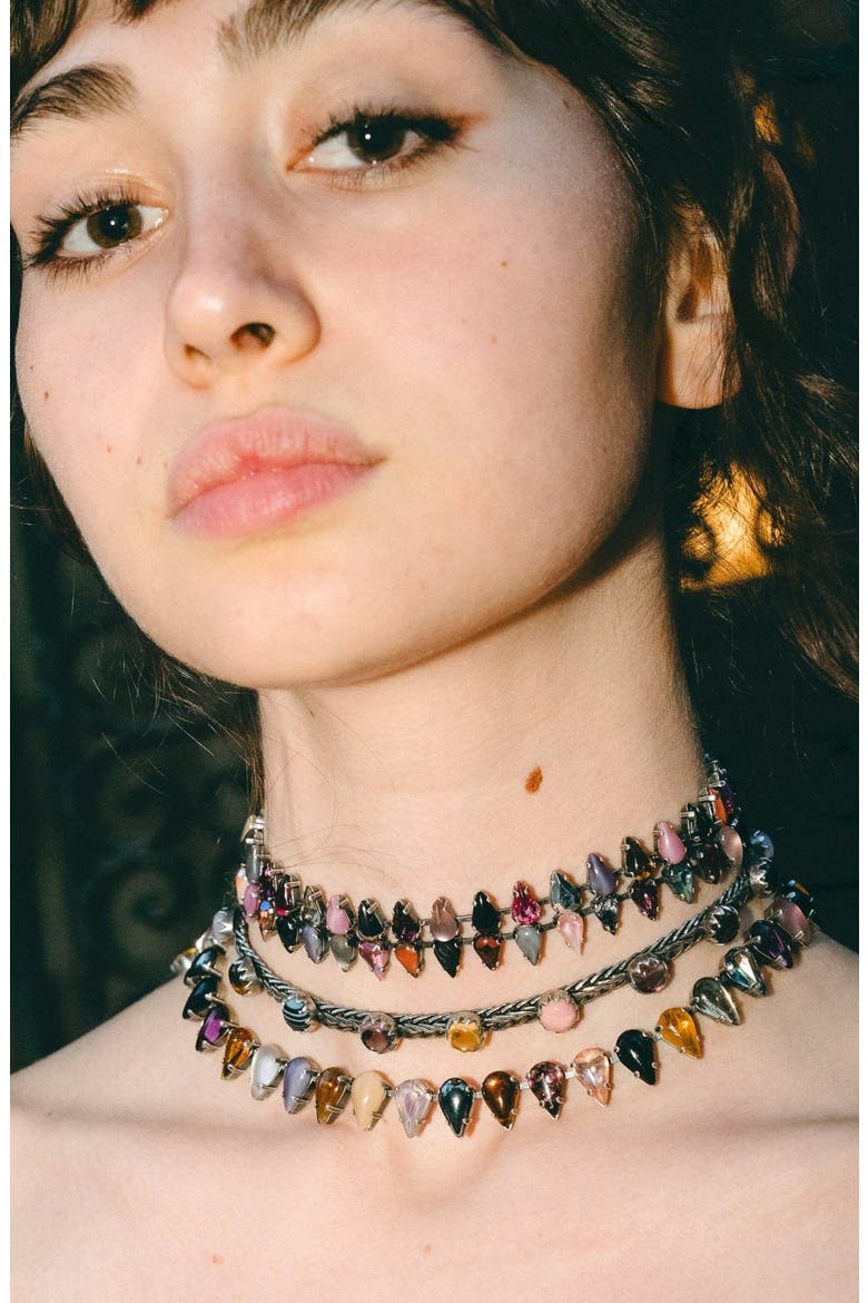 Punk Rocks Fang Layering Choker, Alternate, color, Silver