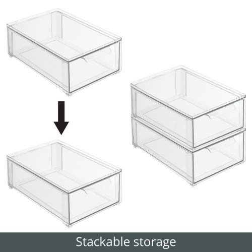 Mdesign Plastic Kitchen And Pantry Organizer With Divided Drawer In Transparent