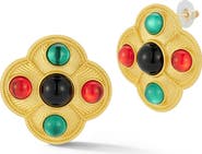 SPHERA MILANO Resin Cabochon Quatrefoil Drop Earrings