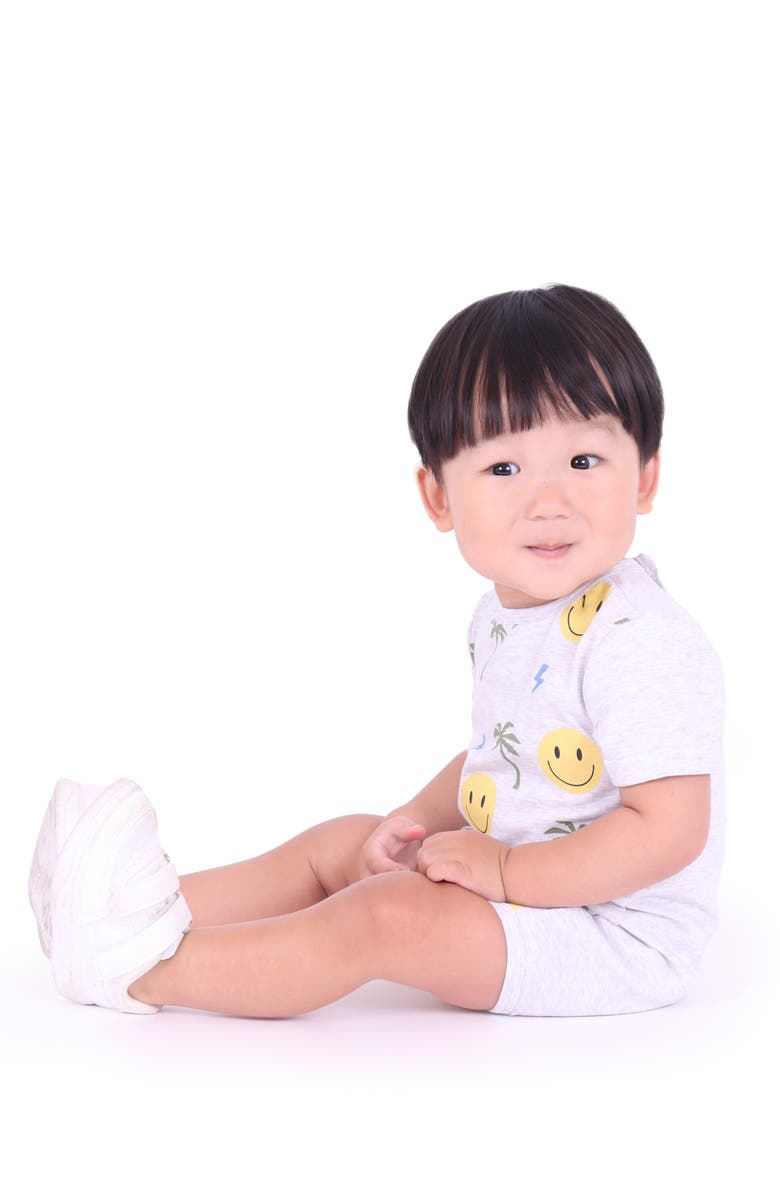 dot australia Smiley Stretch Cotton Romper, Alternate, color,