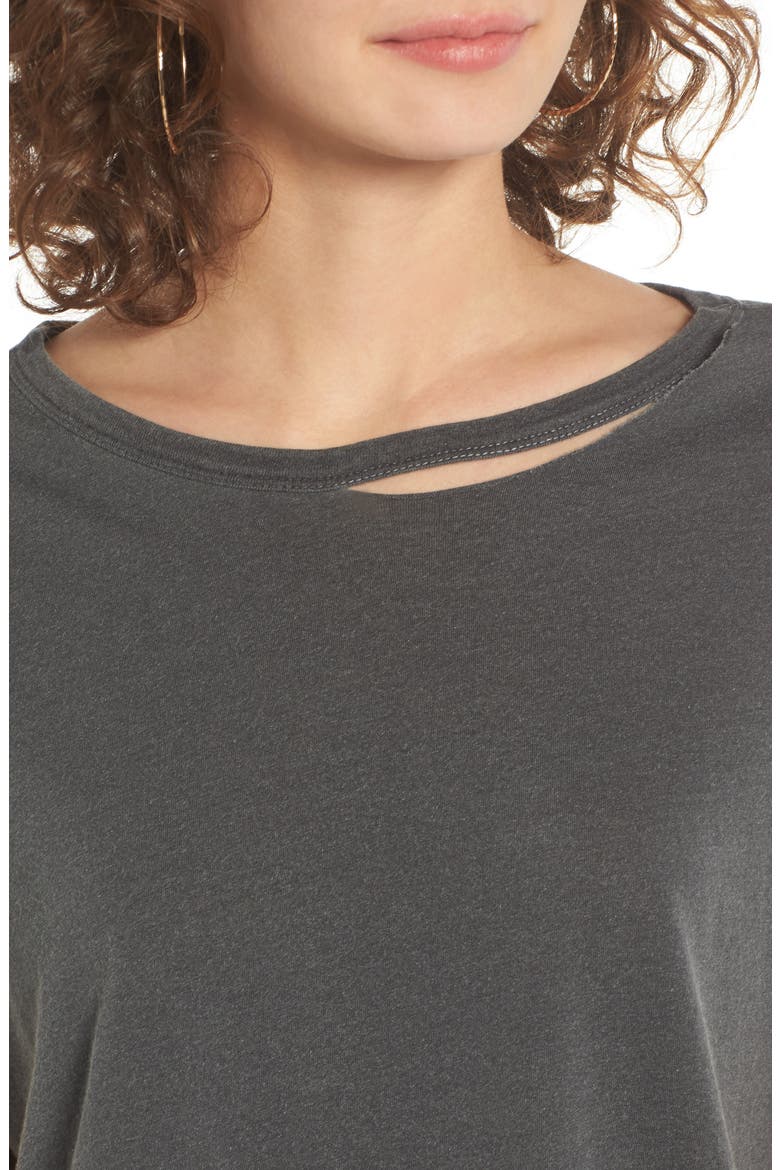 Cutout Neck Tee, Alternate, color, BLACK