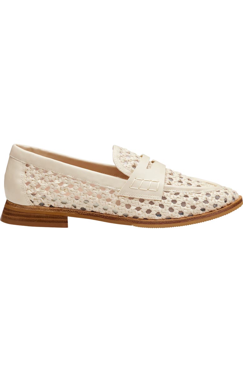 Johnston & Murphy Gillian Woven Penny Loafer, Alternate, color, Bone Faux Leather