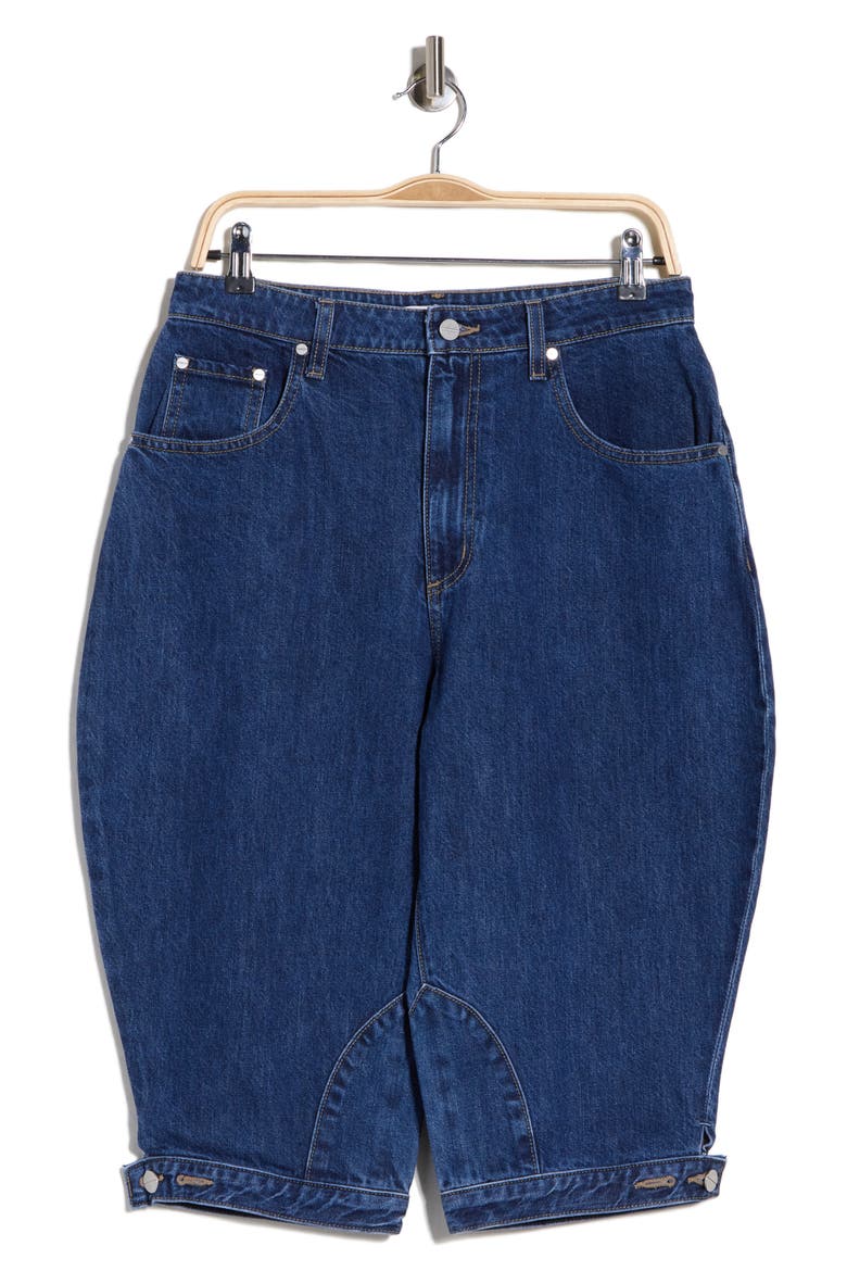 Denim Barrel Shorts, Alternate, color, DARK STONE