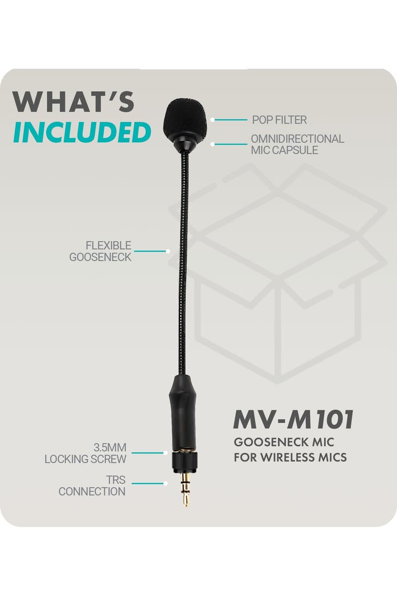 MV-M101 Gooseneck Omnidirectional Lavalier Microphone- Compatible with DJI Mic/Rode Wireless Go Series Wireless Transmitters, Alternate, color, Black