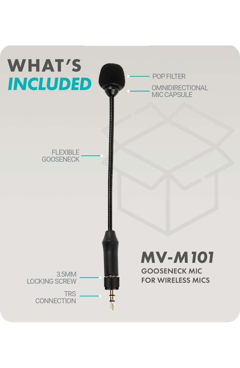 MOVO MV-M101 Gooseneck Omnidirectional Lavalier Microphone- Compatible with DJI Mic/Rode Wireless Go Series Wireless Transmitters, Alternate, color, Black