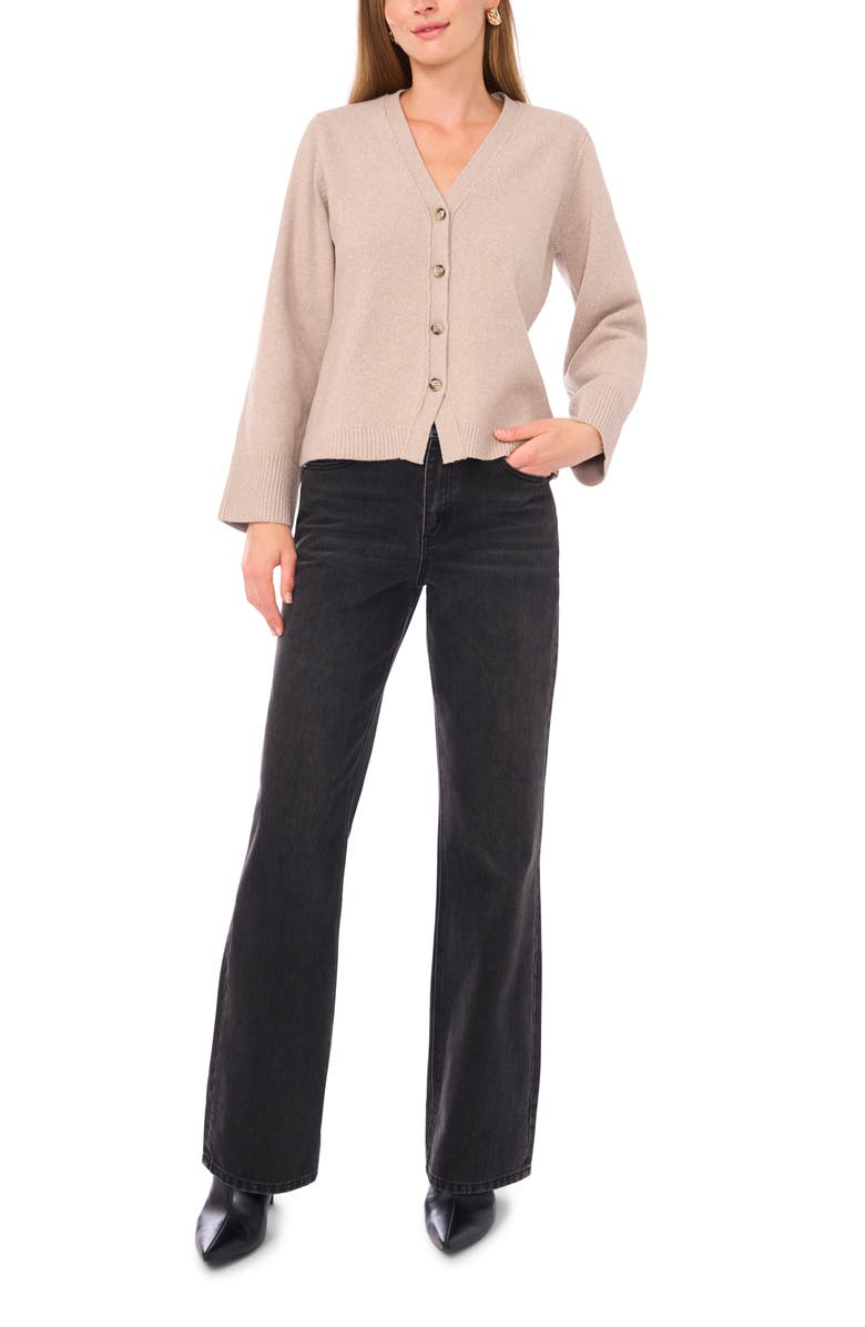 1.STATE V-Neck Button Front Cardigan, Alternate, color, Light Heather Taupe