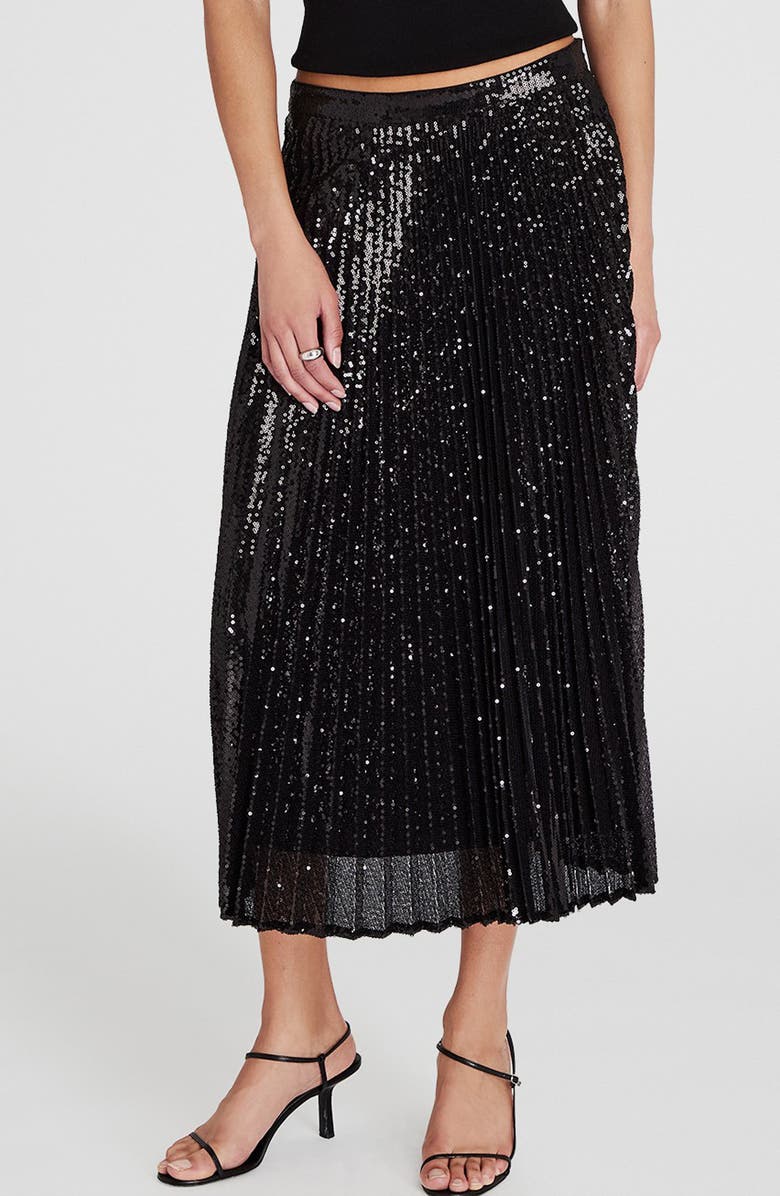 Club Monaco Sequin Pleated Midi Skirt, Main, color, 