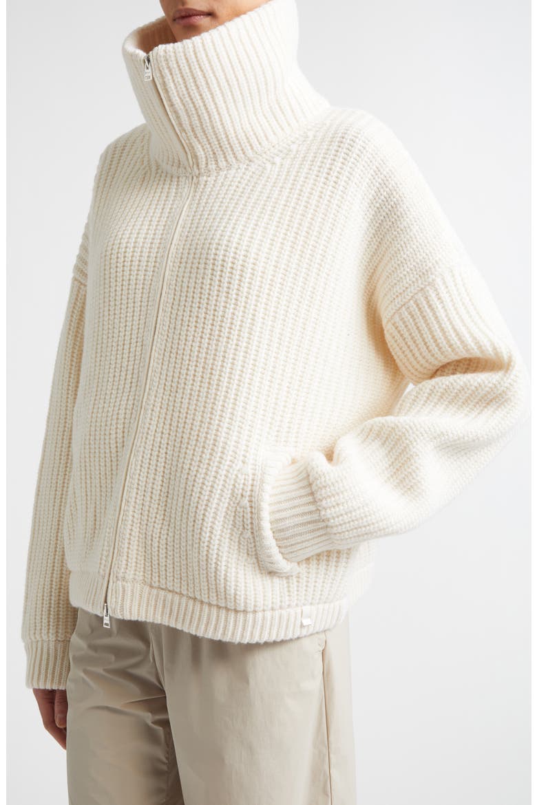Rib Wool Sweater Knit Bomber Jacket, Alternate, color, 1010 BIANCO