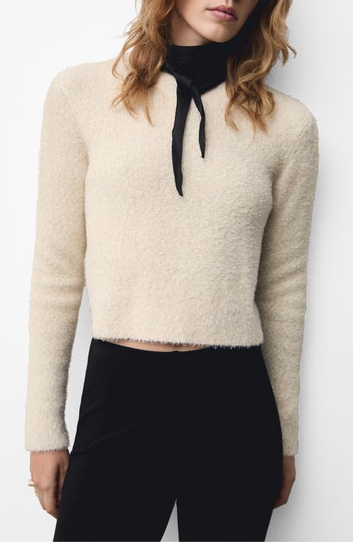 Mango Glitter Detail Long Sleeve In Ecru