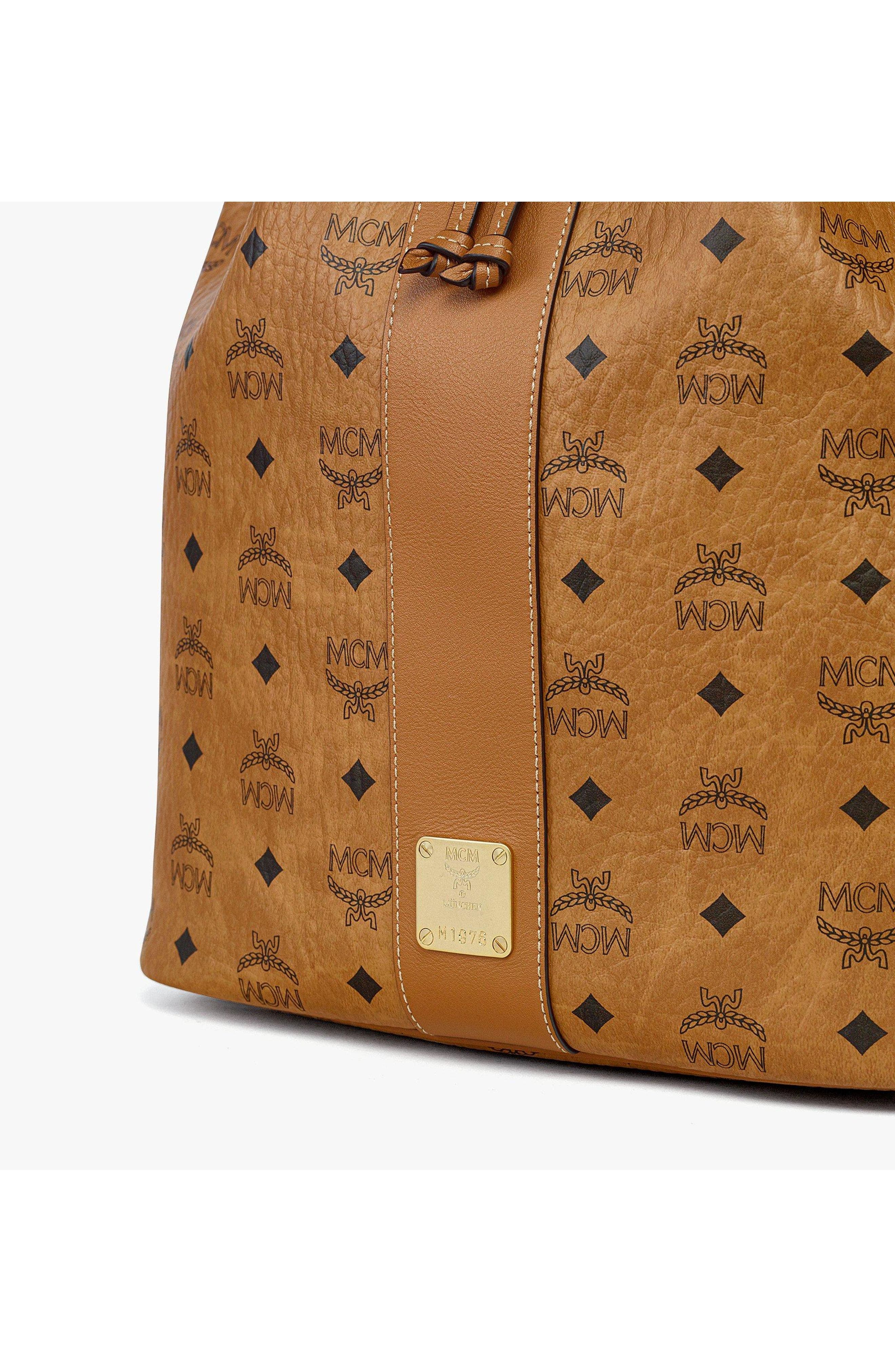 MCM Large Dessau Drawstring Bag in Visetos, Alternate, color, Co