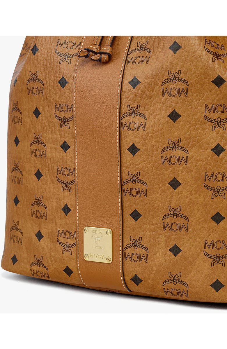 MCM Large Dessau Drawstring Bag in Visetos, Alternate, color, Co