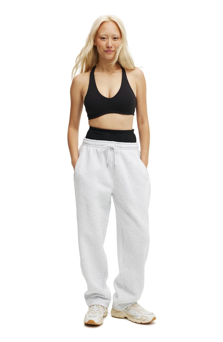 COTTON ON BODY Women
s Active Plush Essential Barrel Sweatpant, Alternate, color, Cloudy Grey Marle