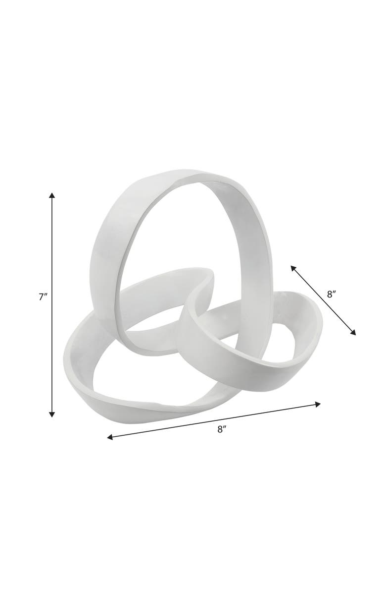 JONATHAN Y Chamberlain 7" Aluminum Abstract Knot Decorative Sculpture, Alternate, color, White