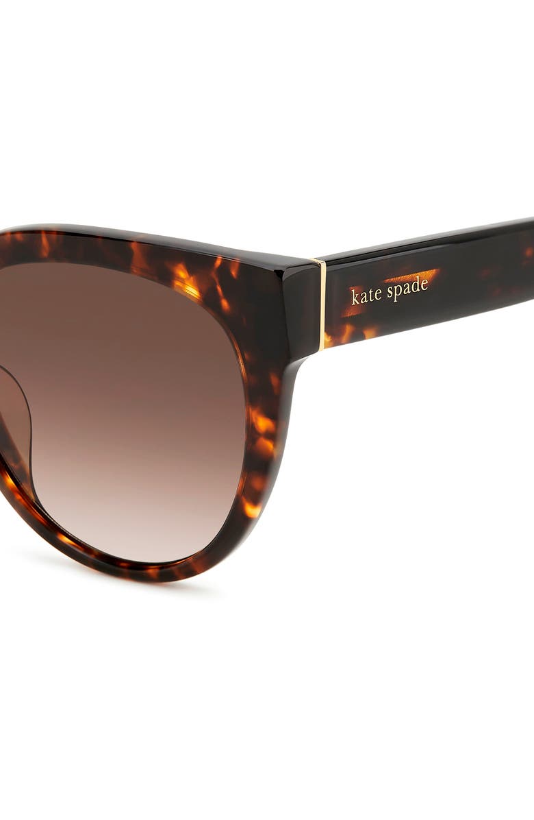 Kate Spade Javana 54mm Polarized Round Cat Eye Sunglasses, Alternate, color, Havana