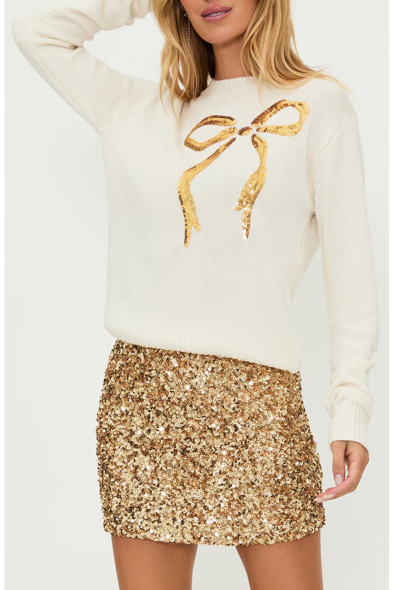 Jolene Sequin Crewneck Sweater, Main, color, CREAM