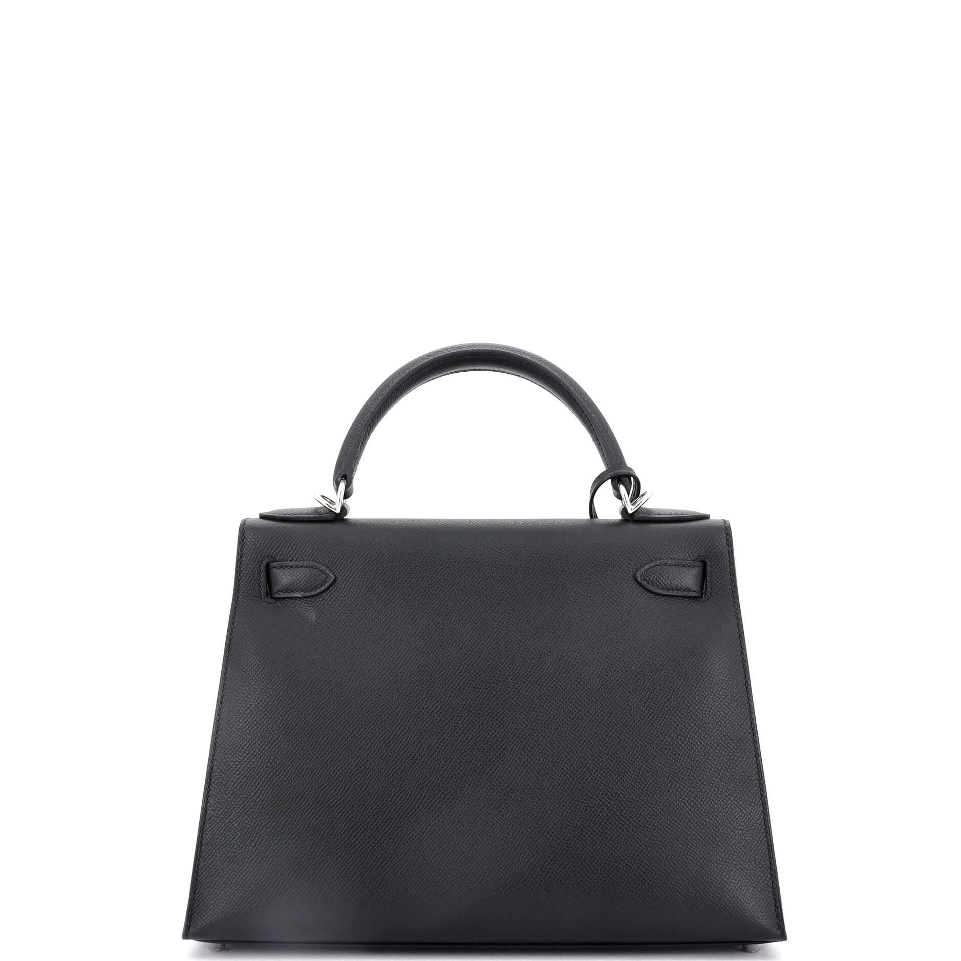Pre-Owned Hermes Kelly Handbag Black Epsom with Palladium Hardware 28, Alternate, color, 