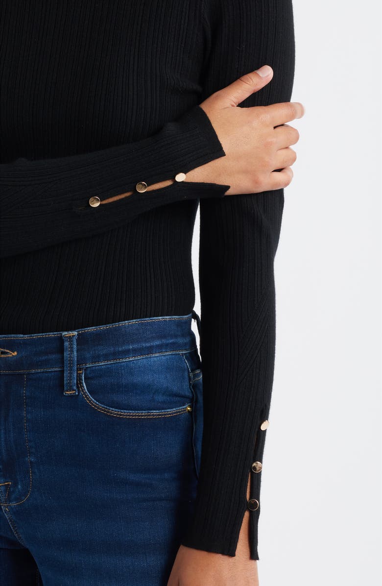 MARGARET O'LEARY Phoebe Mock Neck Rib Sweater, Alternate, color, Black