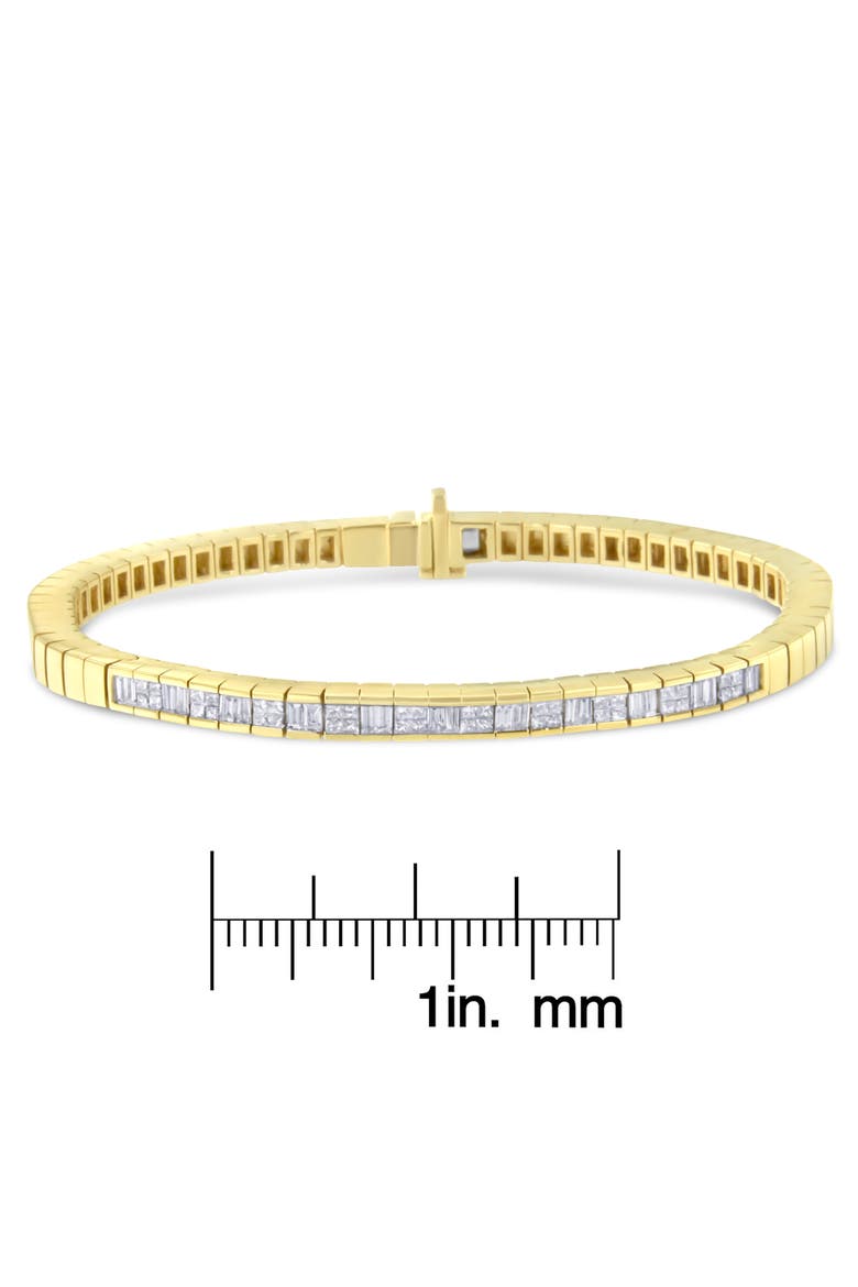 14K Yellow Gold 1-1/10 Cttw Princess & Baguette Cut Diamond Alternating Stone Eternity Tennis Bracelet, Alternate, color, Yellow Gold