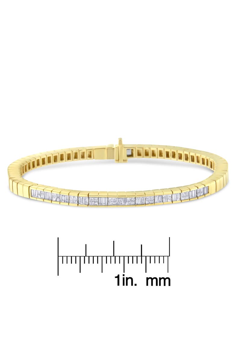 Haus of Brilliance 14K Yellow Gold 1-1/10 Cttw Princess & Baguette Cut Diamond Alternating Stone Eternity Tennis Bracelet, Alternate, color, Yellow Gold