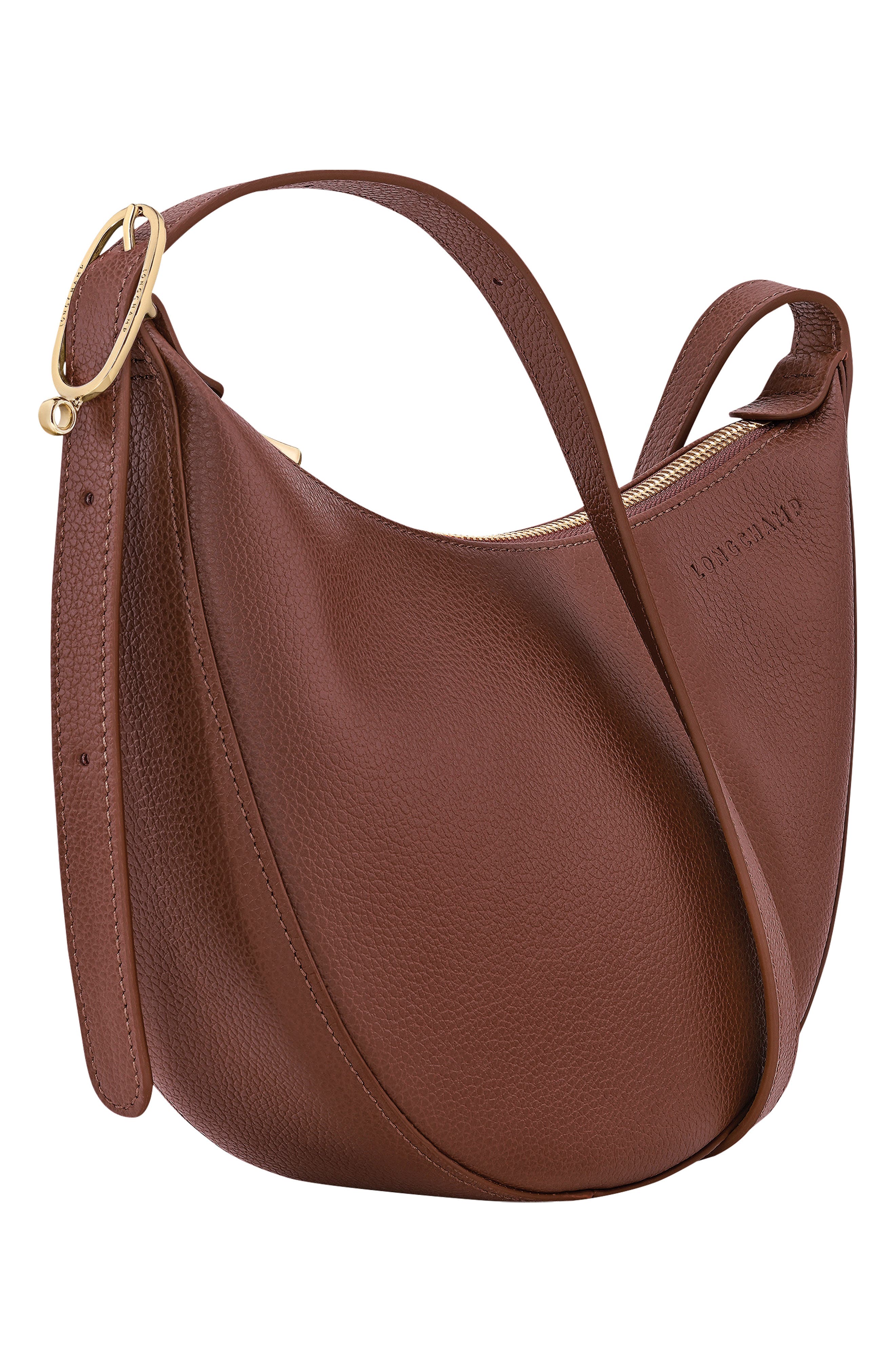 Longchamp Le Foulonne Small Leather Crossbody Bag, Alternate, color, Coffee