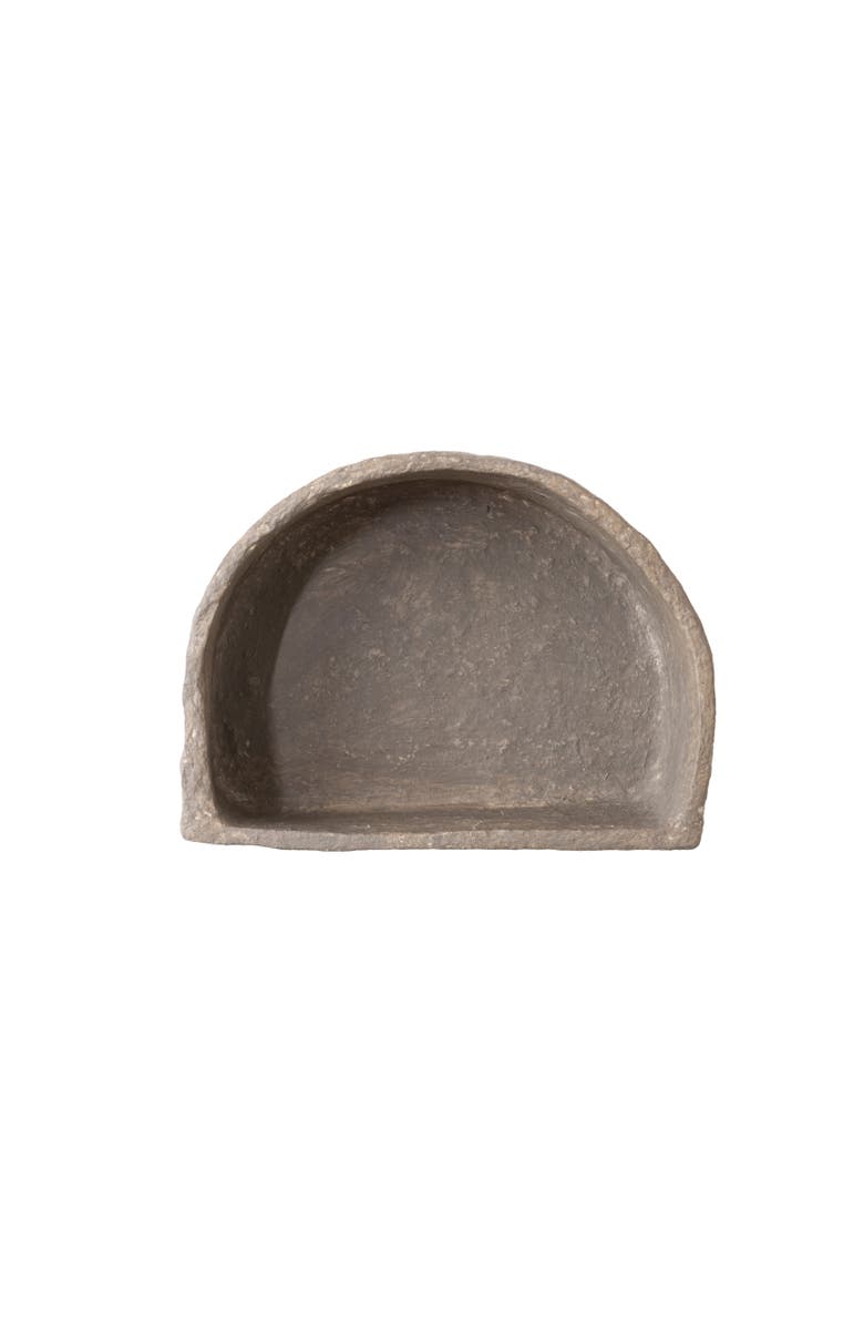 Storied Home Paper Mache Half Moon Wall Shelf, Main, color, Grey