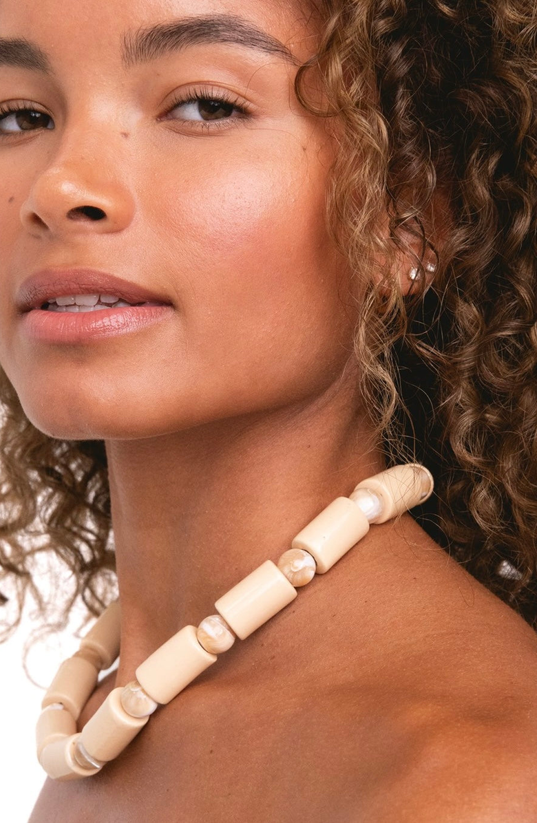 Her New Tribe Bead Five Sundry Necklace, Alternate, color, Crepe & Conch Mother Of Pearl