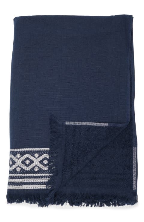 Fringed Cotton Terry Cloth Beach Towel